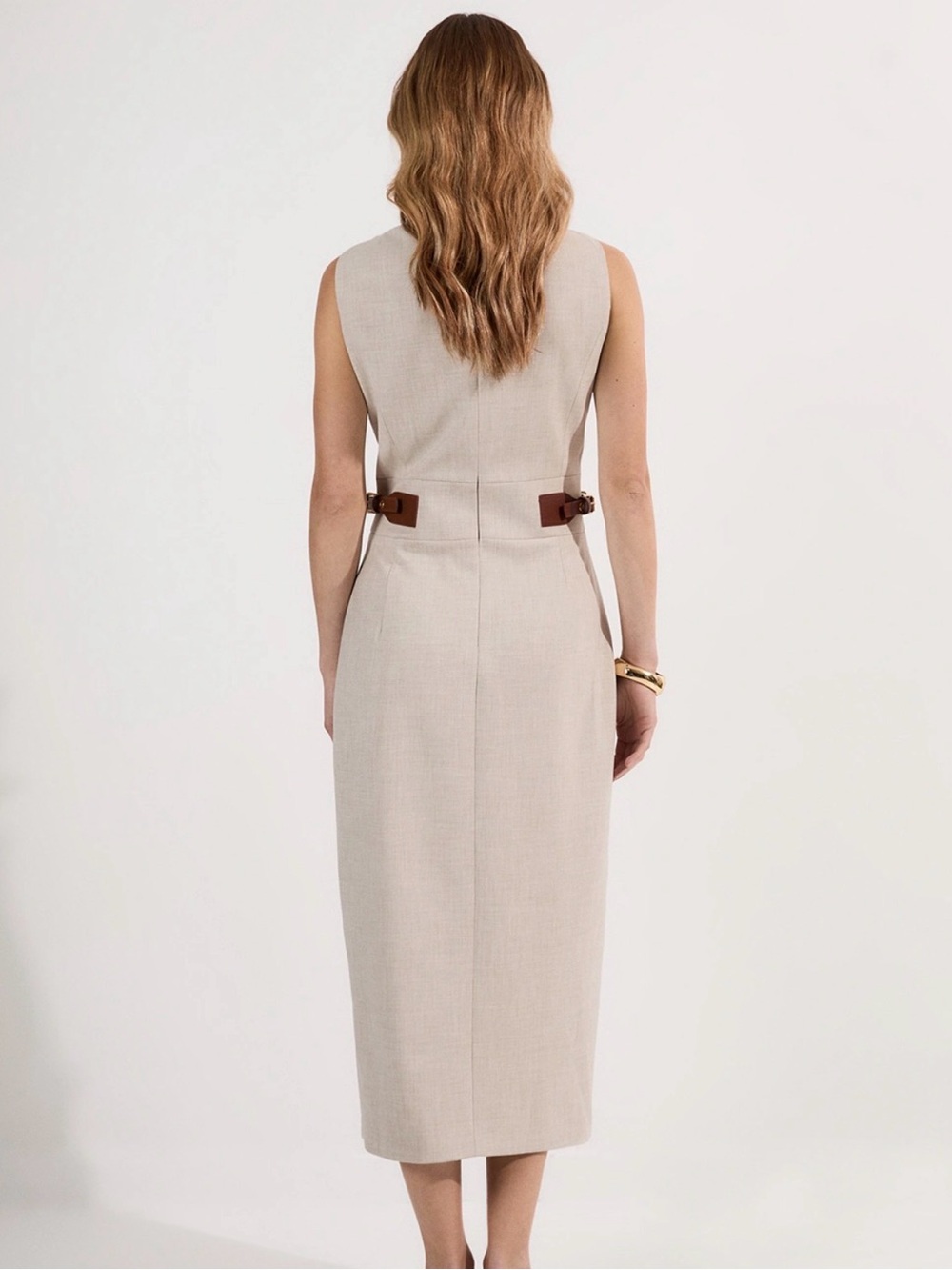Karen Millen Tailored Marl Contrast Tipped Pencil Midi Dress NWT Size 4 - Picture 2 of 5
